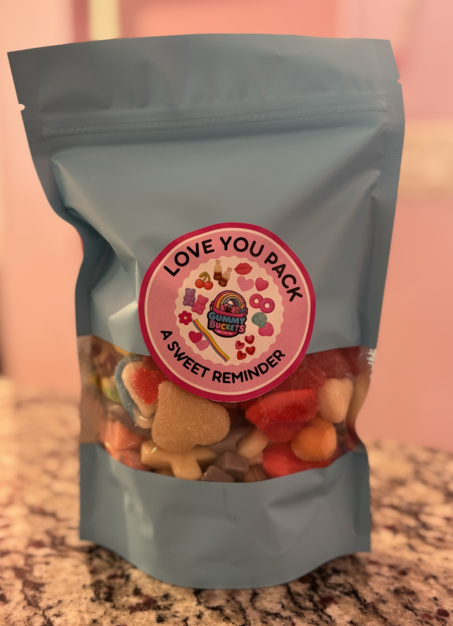 1 Pound Package of Love and Heart themed Gummy Candy from Gummy Buckets