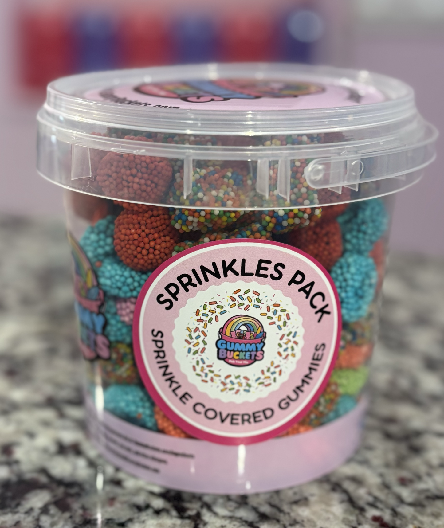2 Pound Bucket of Sprinkle Covered Gummy Candy from Gummy Buckets
