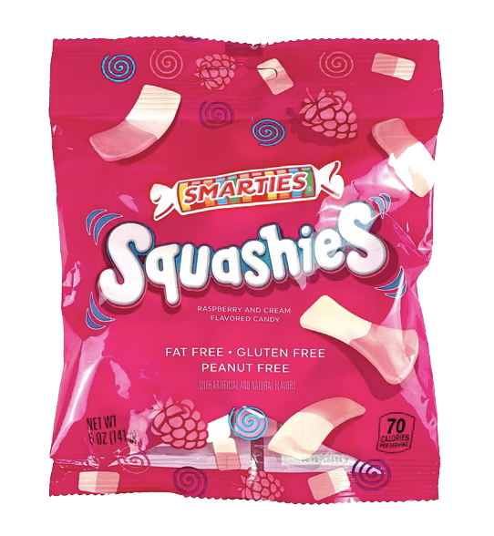 Squashies candy packaging.