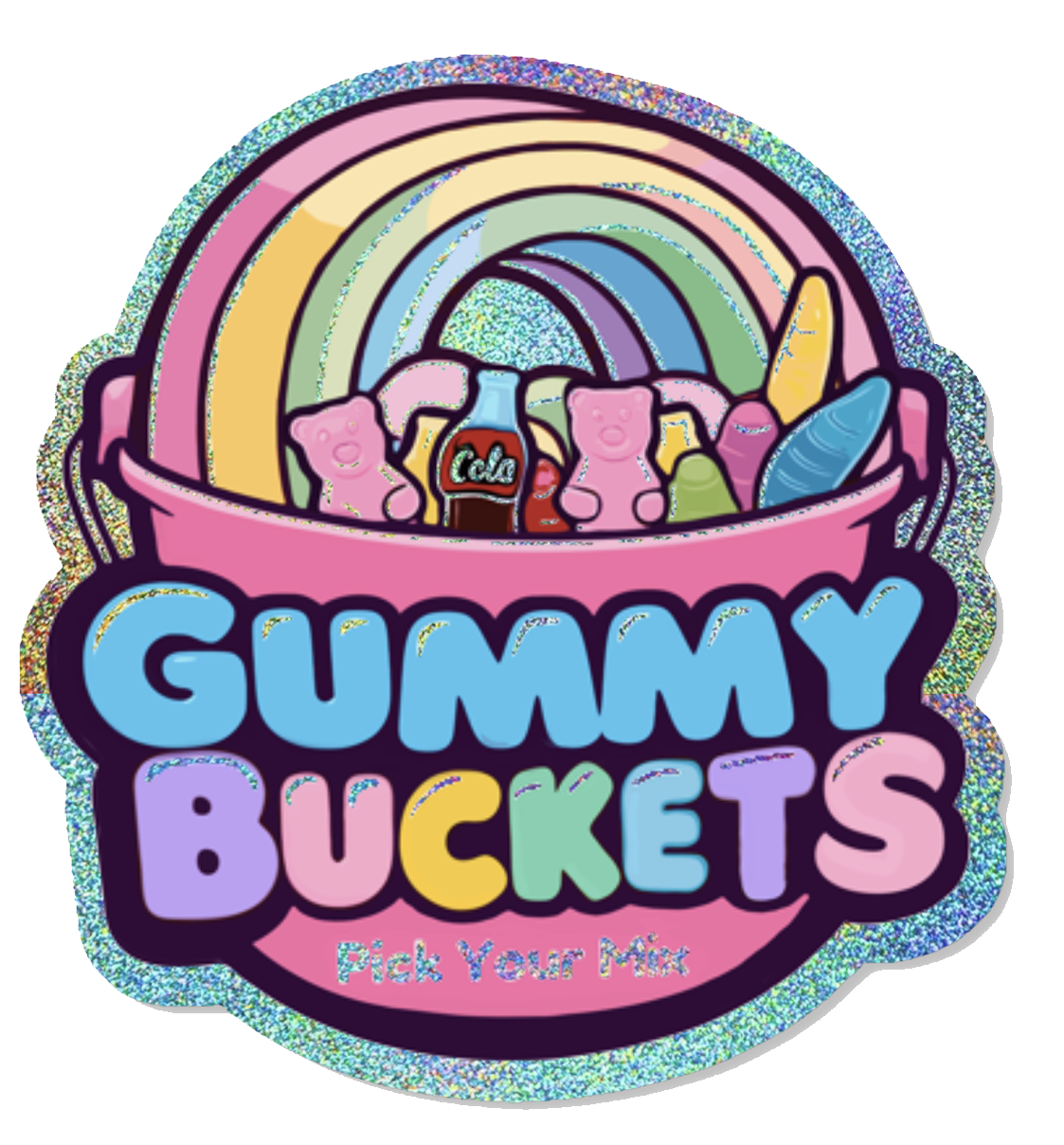 Gummy Bucket Glitter Sticker