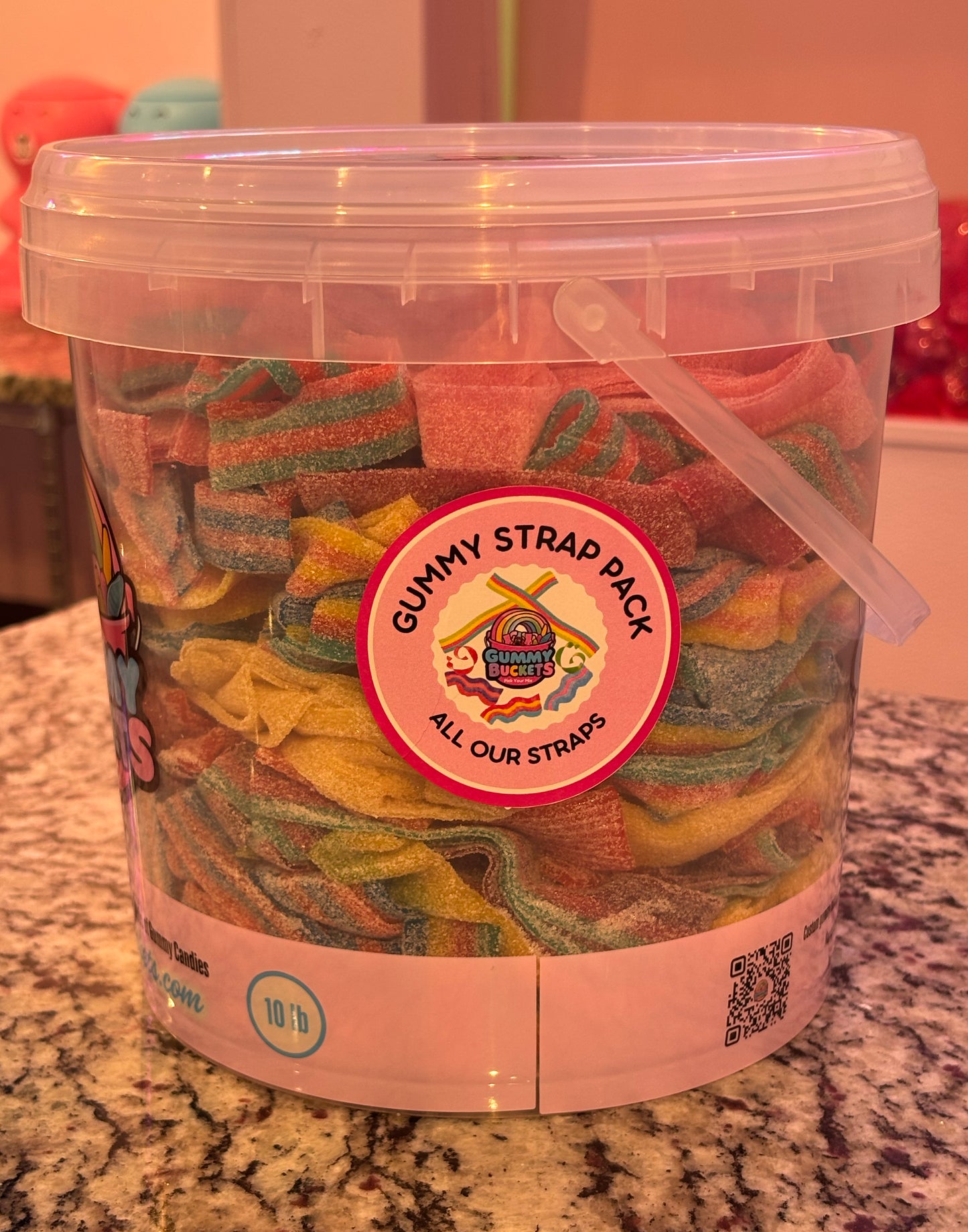 10 Pound Bucket of Strap Candy from Gummy Buckets