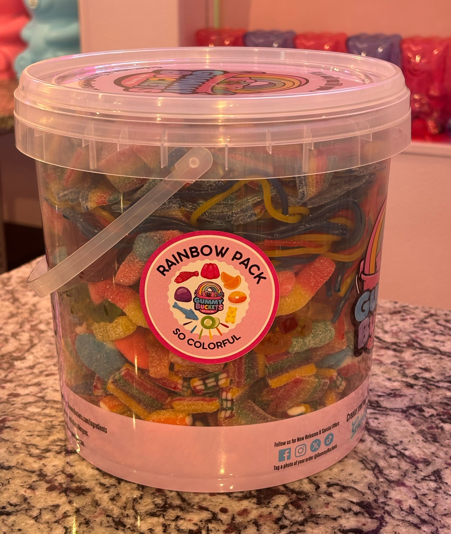 10 Pound Bucket of Rainbow Gummy Candy from Gummy Buckets