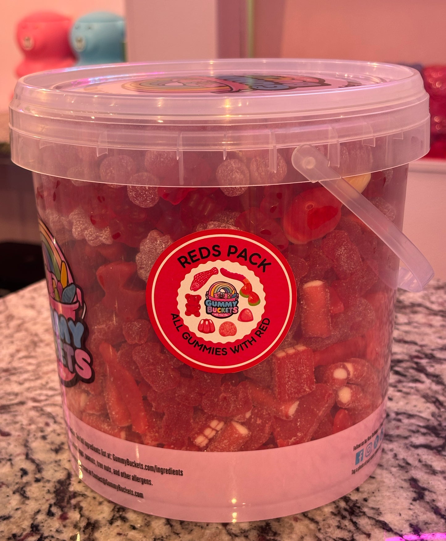 10 Pound Bucket of Red Gummy Candy from Gummy Buckets