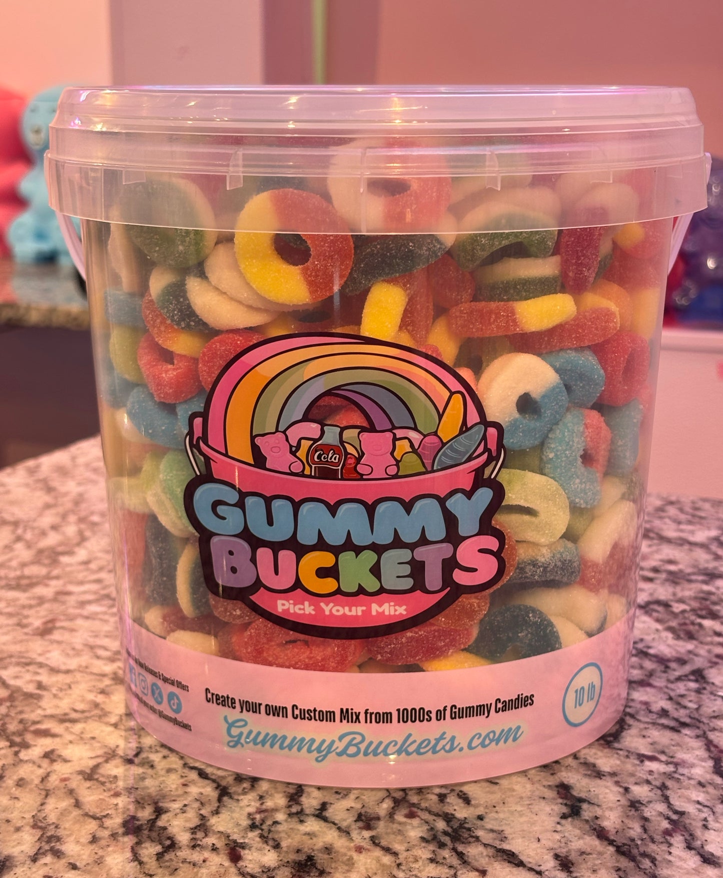 10 Pound Bucket of Ring Gummy Candy from Gummy Bucket