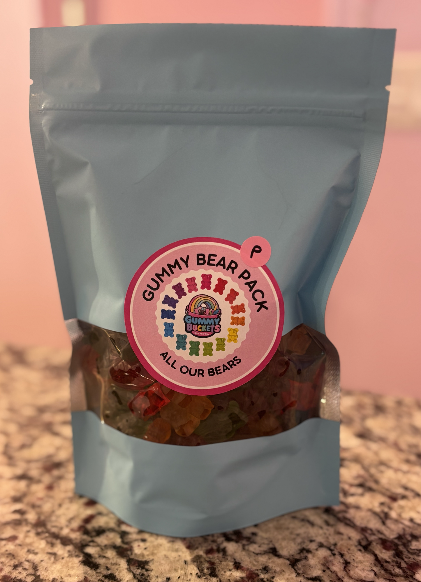 1 Pound Package of NOT SOUR Gummy Bear Candy from Gummy Buckets.