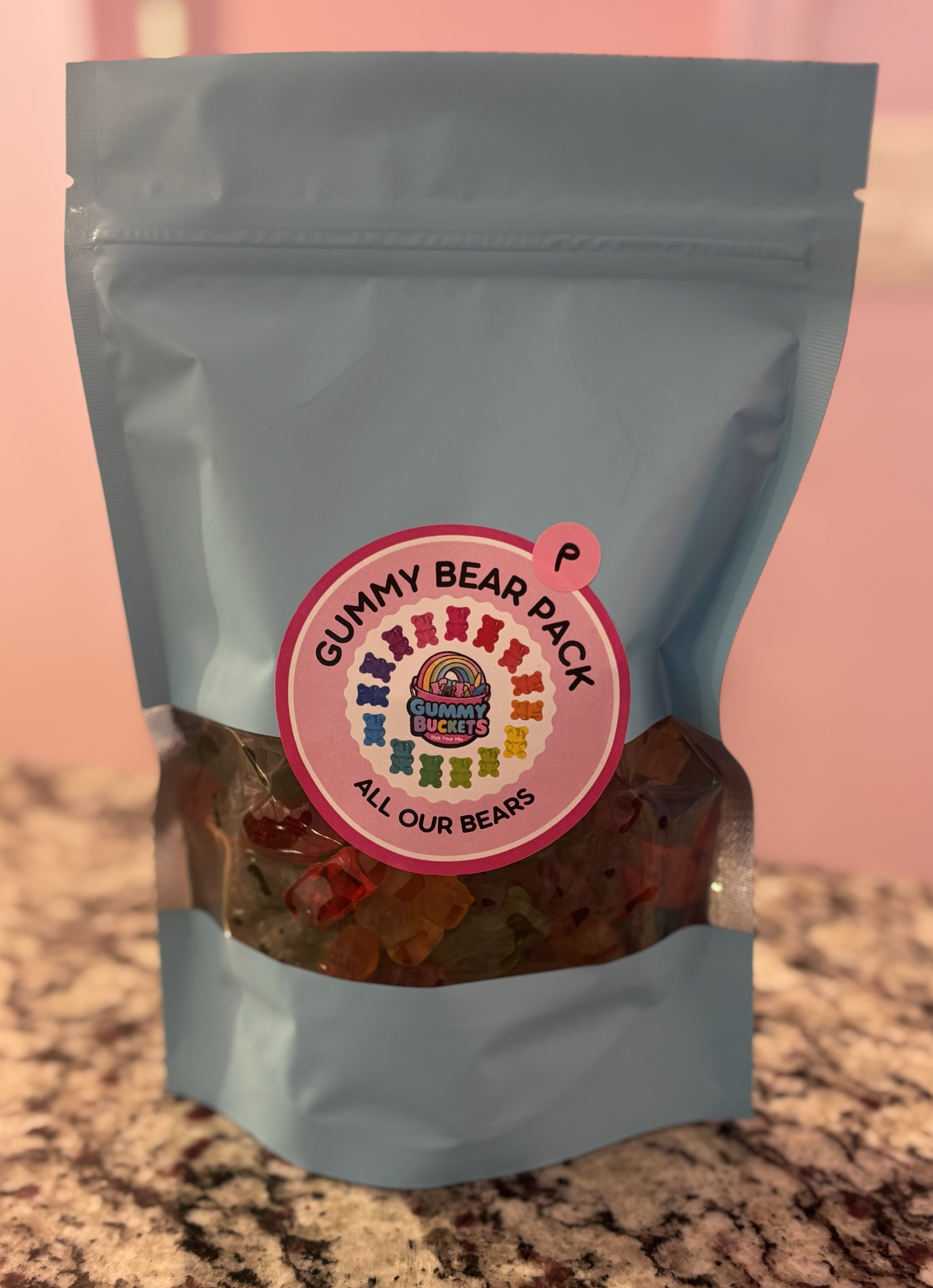 1 Pound Package of NOT SOUR Gummy Bear Candy from Gummy Buckets.