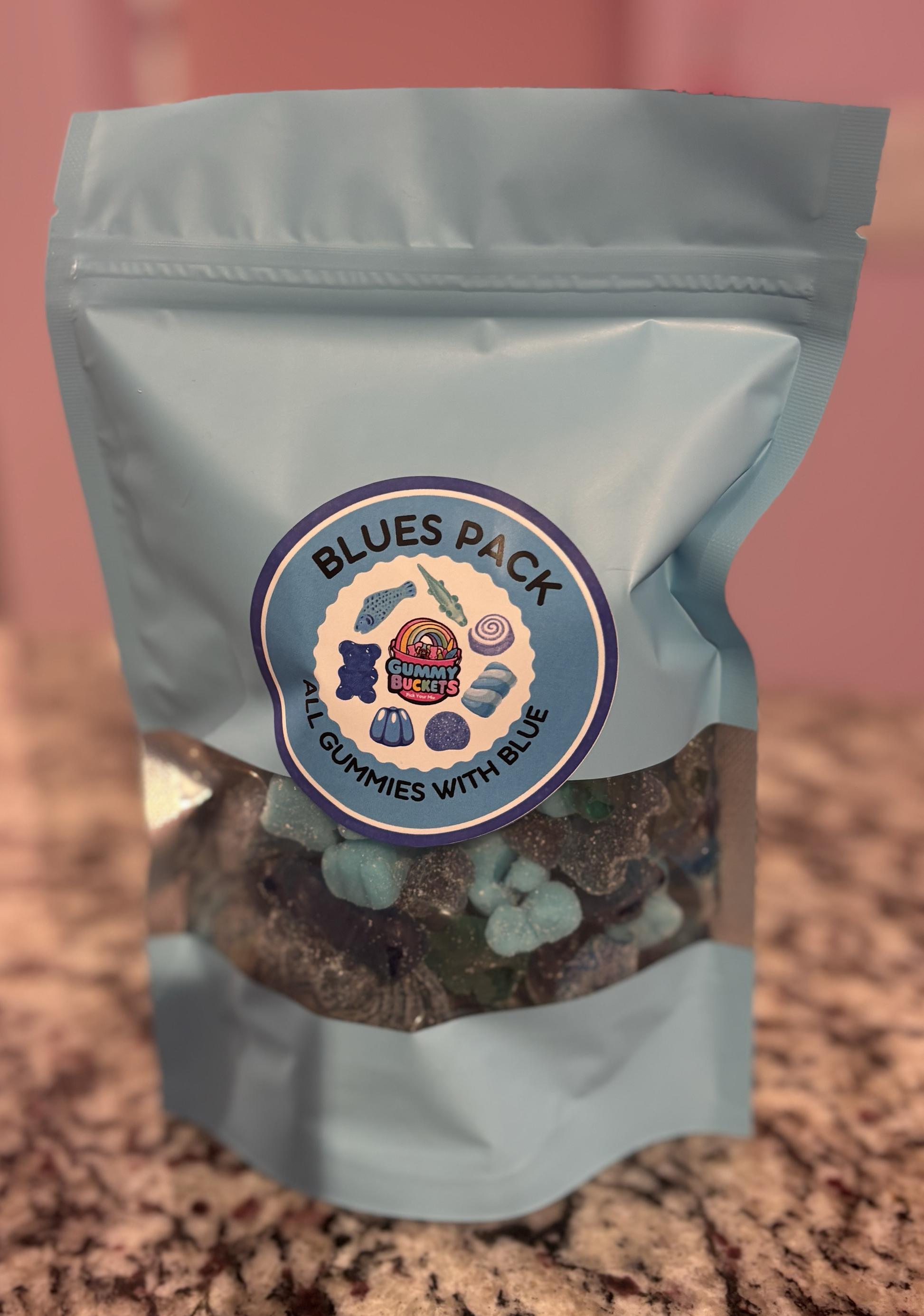 1 Pound Package of Blue Gummy Candy from Gummy Buckets