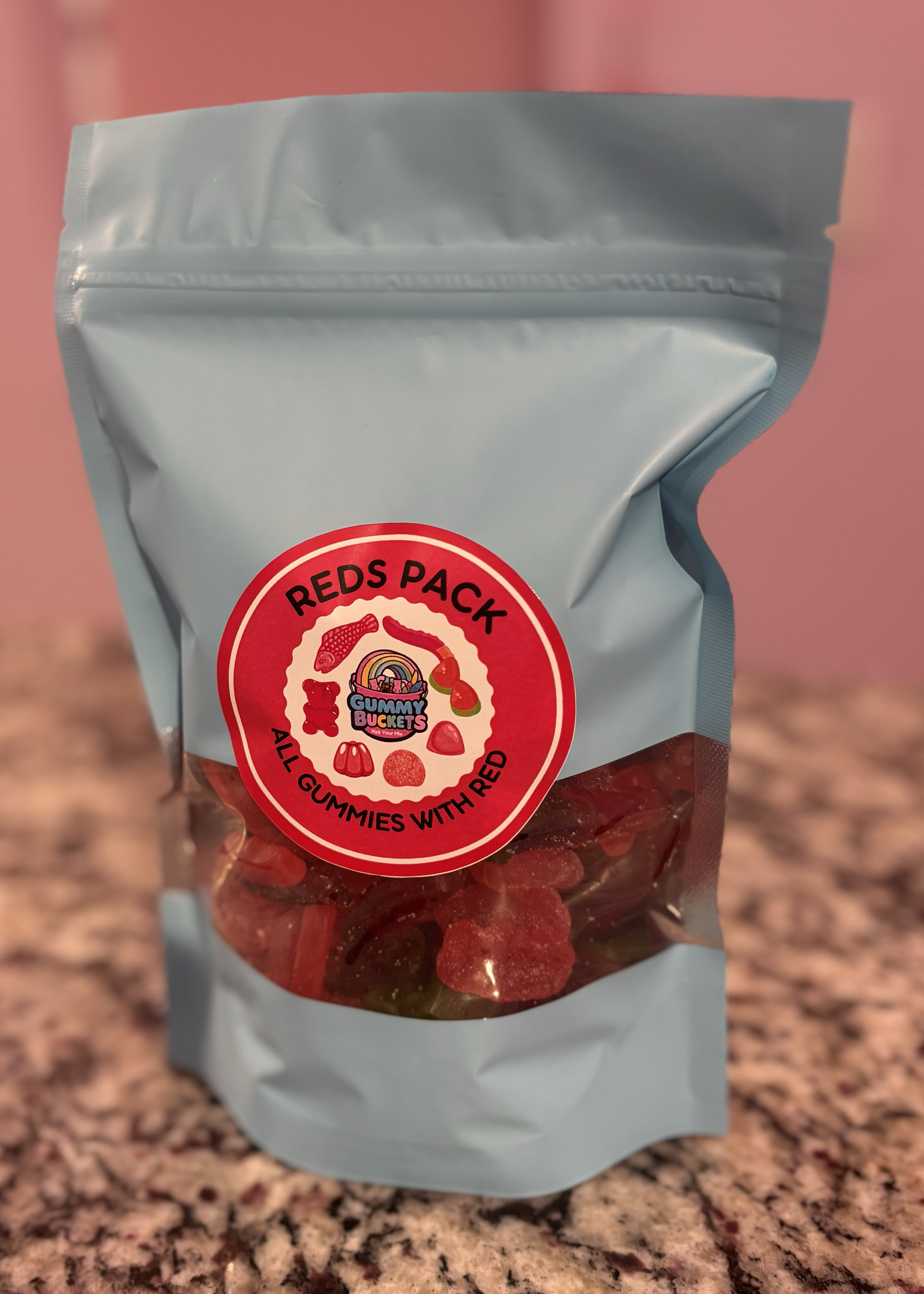 1 Pound Package of Red Gummy Candy from Gummy Buckets