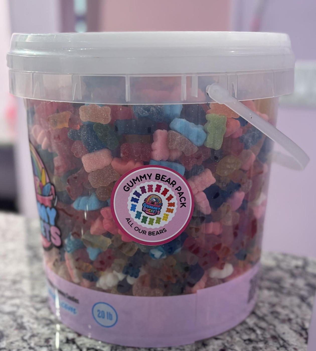 20 Pound Bucket of Gummy Bear Candy from Gummy Buckets