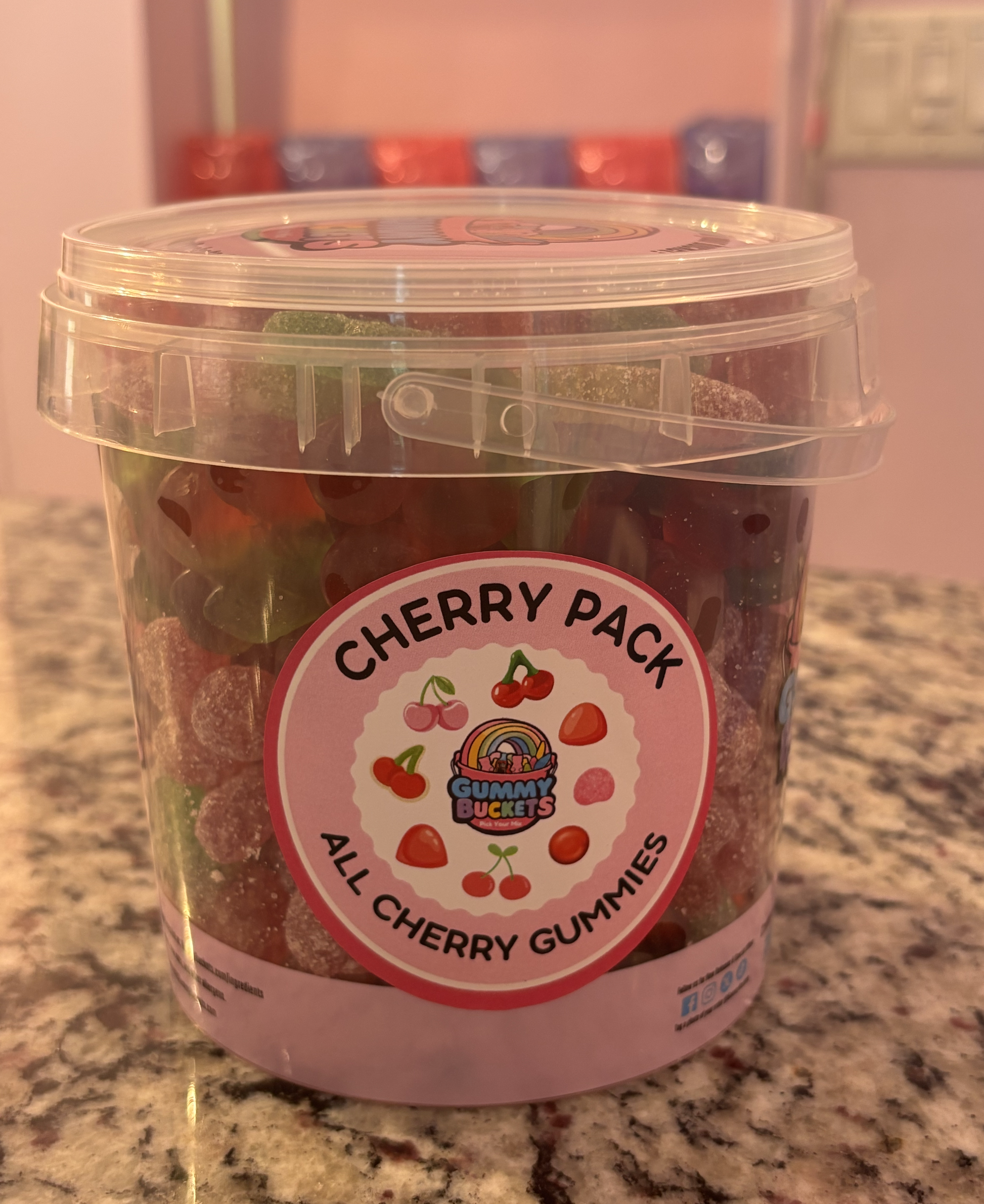 2 Pound Bucket of Cherry Gummy Candy from Gummy Buckets.