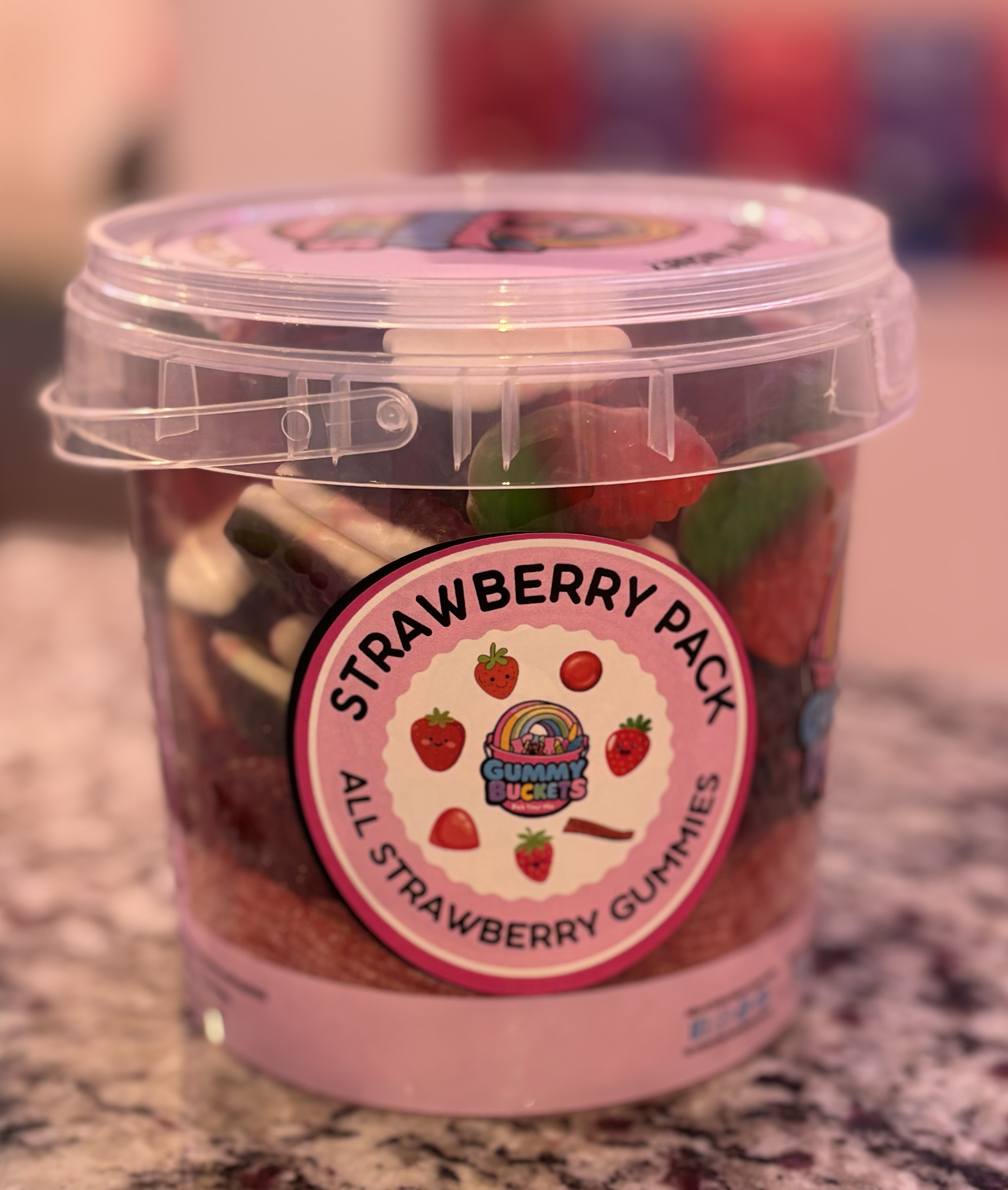 2 Pound Bucket of Strawberry Gummies