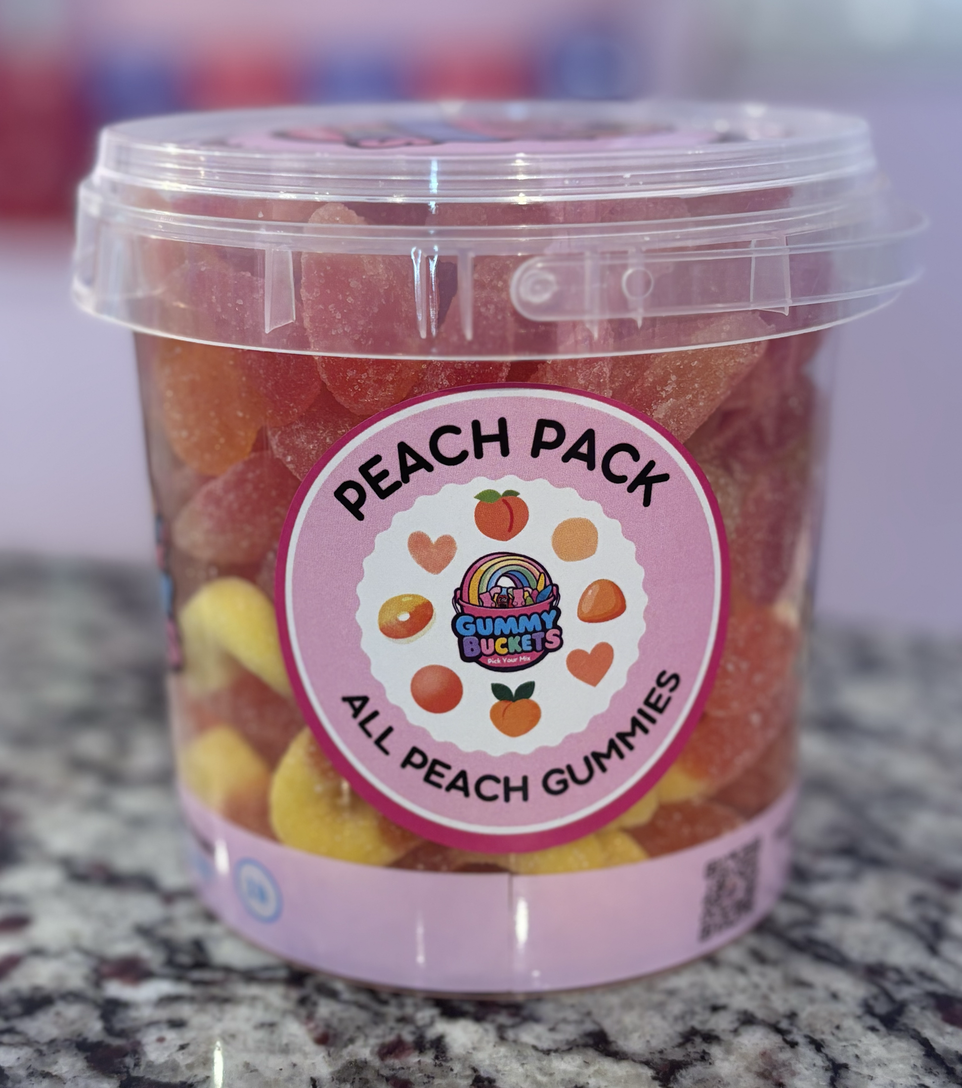 2 Pound Bucket of Peach Gummy Candy from Gummy Buckets.
