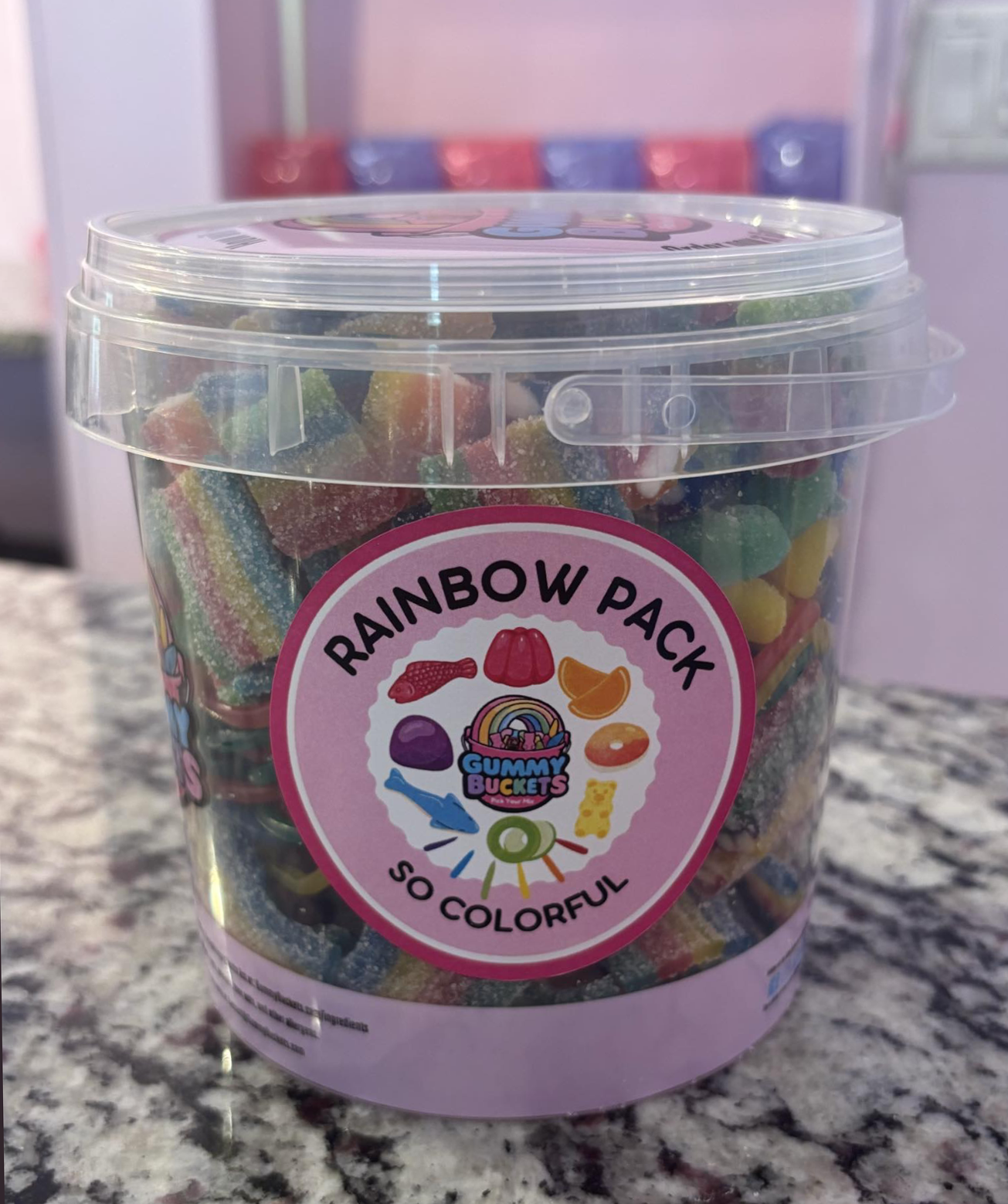 2 Pound Bucket of Rainbow Gummy Candy from Gummy Buckets