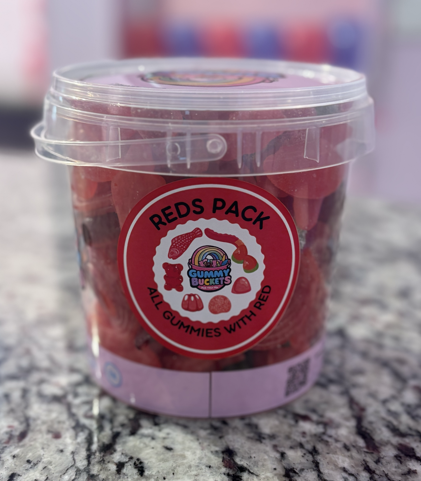 2 Pound Bucket of Red Gummy Candy from Gummy Buckets