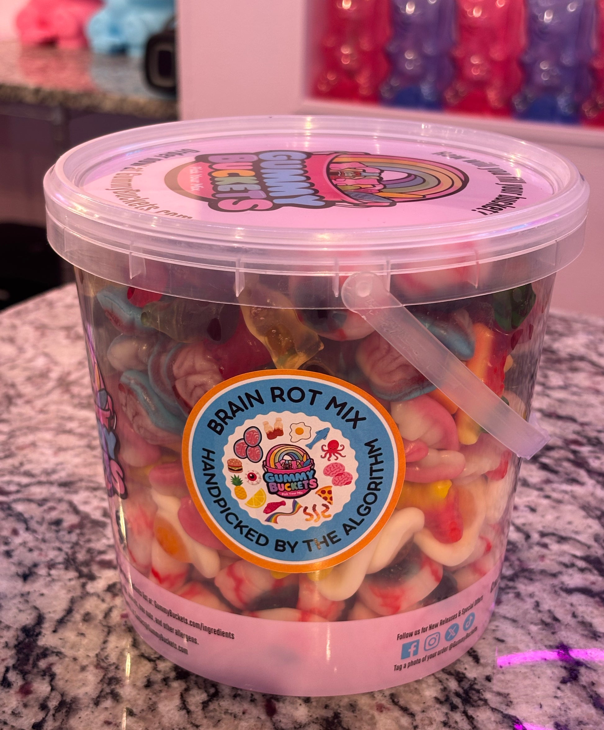 5 Pound Bucket of Brain Rot Themed Gummy Candy from Gummy Buckets