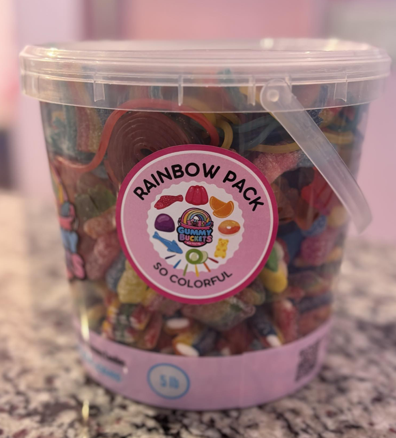 5 Pound Bucket of Rainbow Gummy Candy from Gummy Buckets