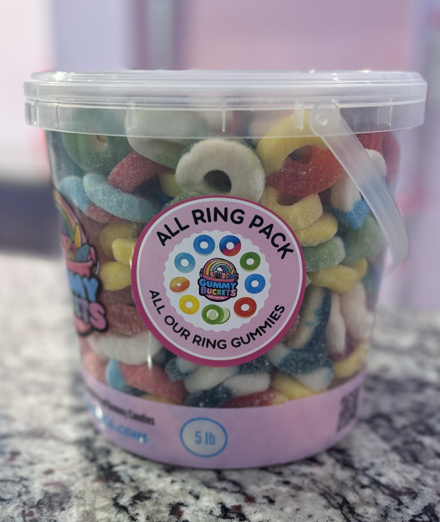 5 Pound Bucket of Ring Gummy Candy from Gummy Bucket