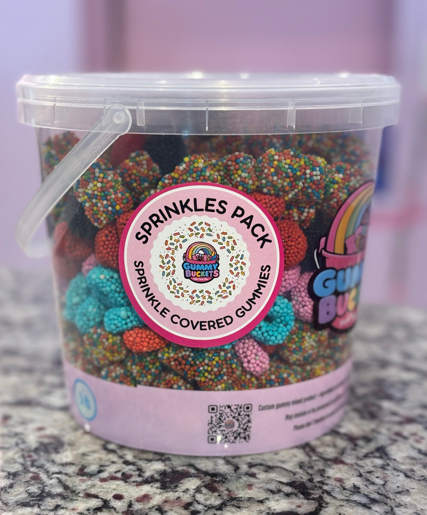 5 Pound Bucket of Sprinkle Covered Gummy Candy from Gummy Buckets
