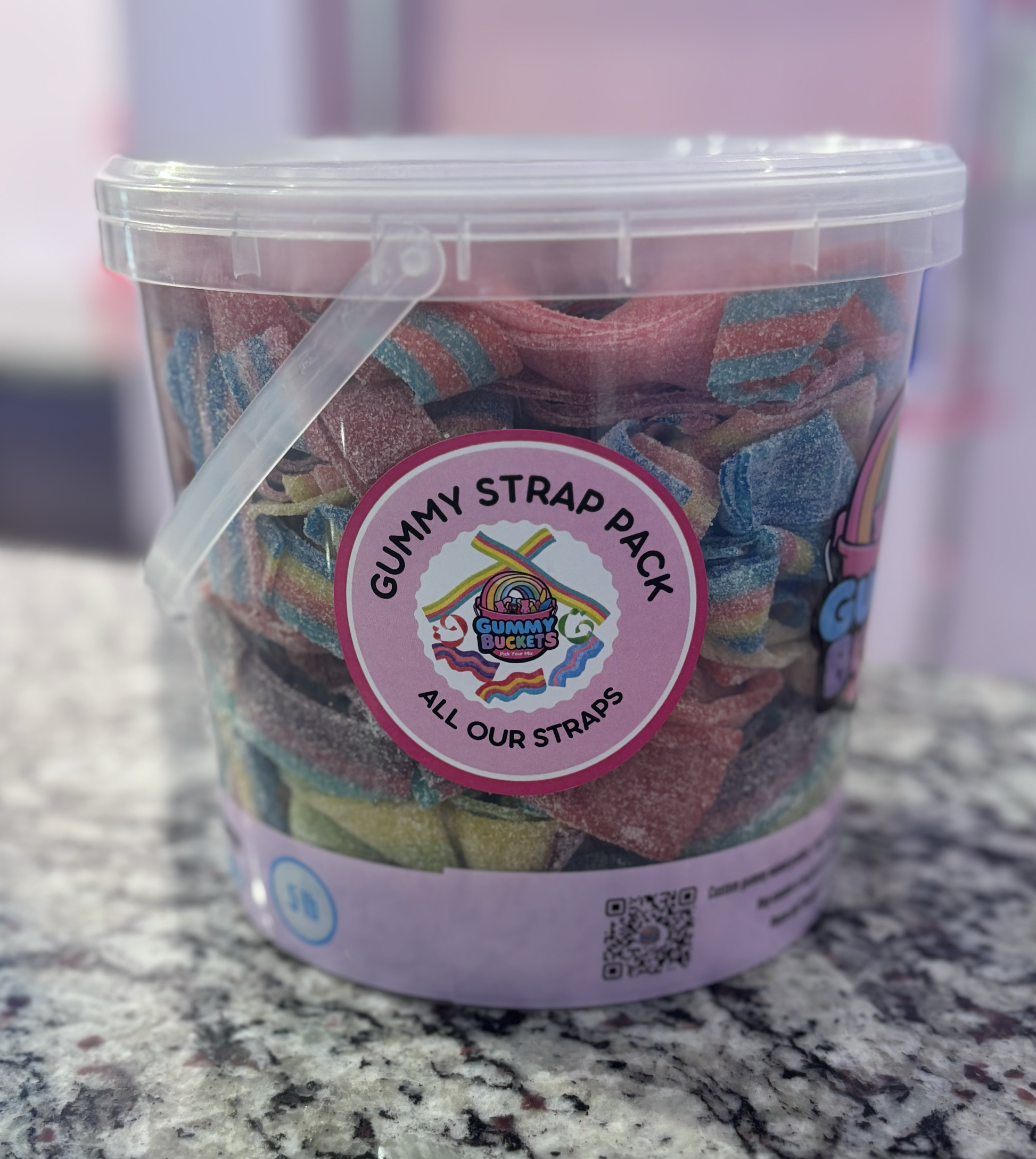5 Pound Bucket of Strap Candy from Gummy Buckets