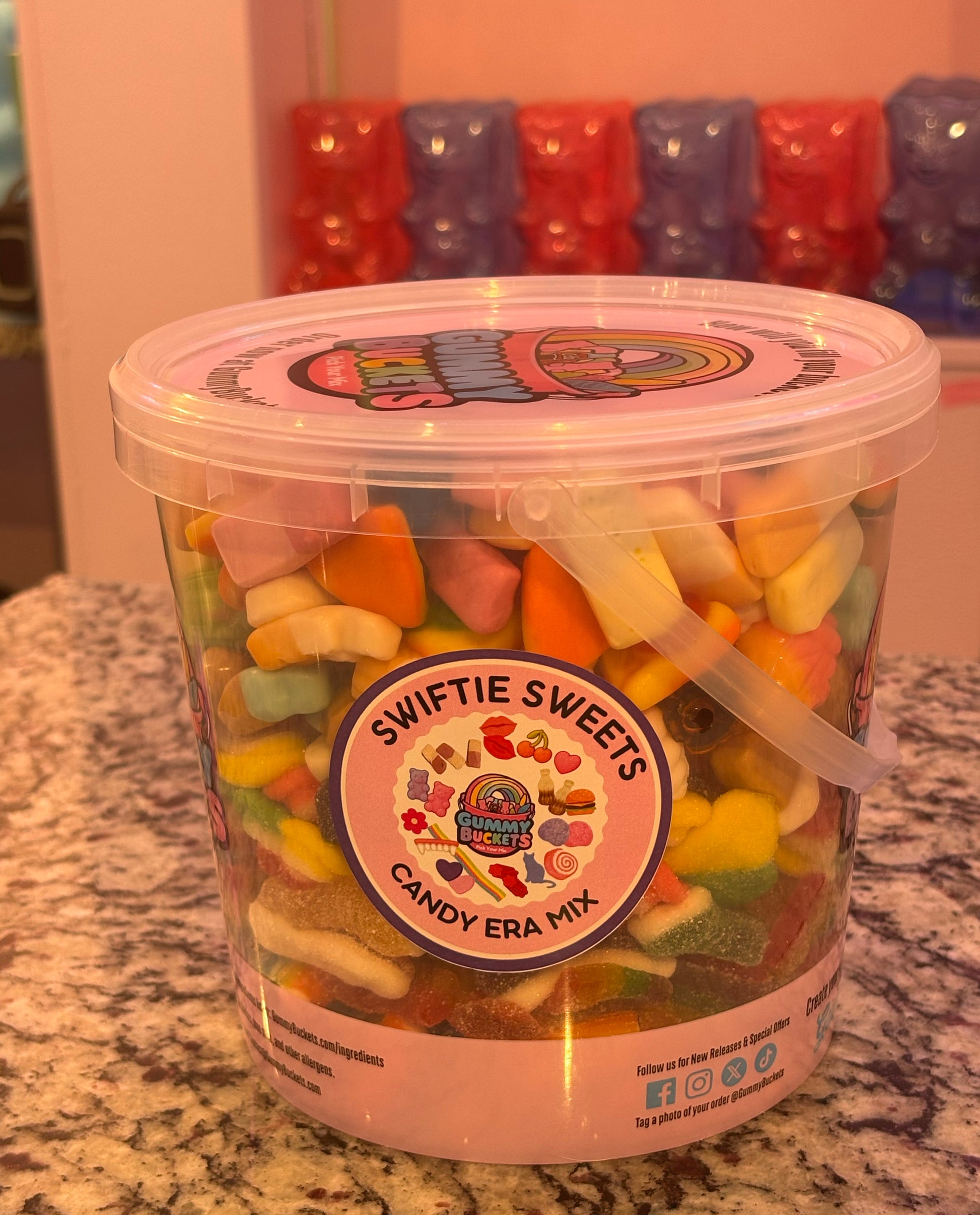 5 Pound Bucket of Swiftie Themed Gummy Candy from Gummy Buckets