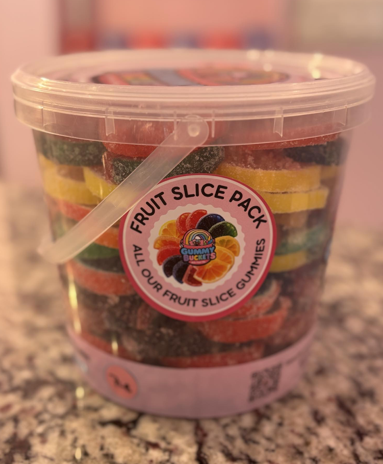7 Pound Bucket of Fruit Slice Gummy Candy from Gummy Buckets