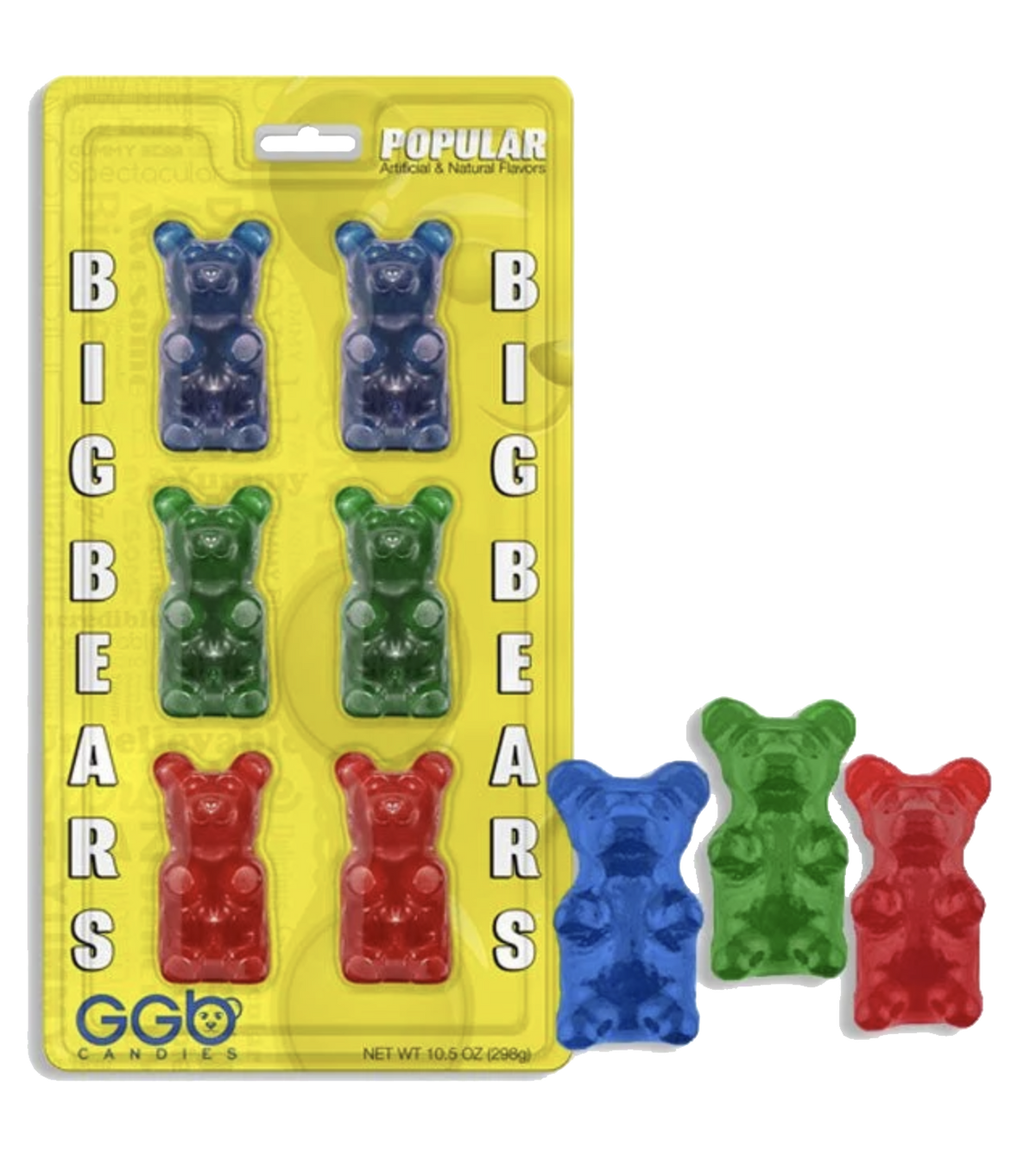 Pack of large gummy bear candies.