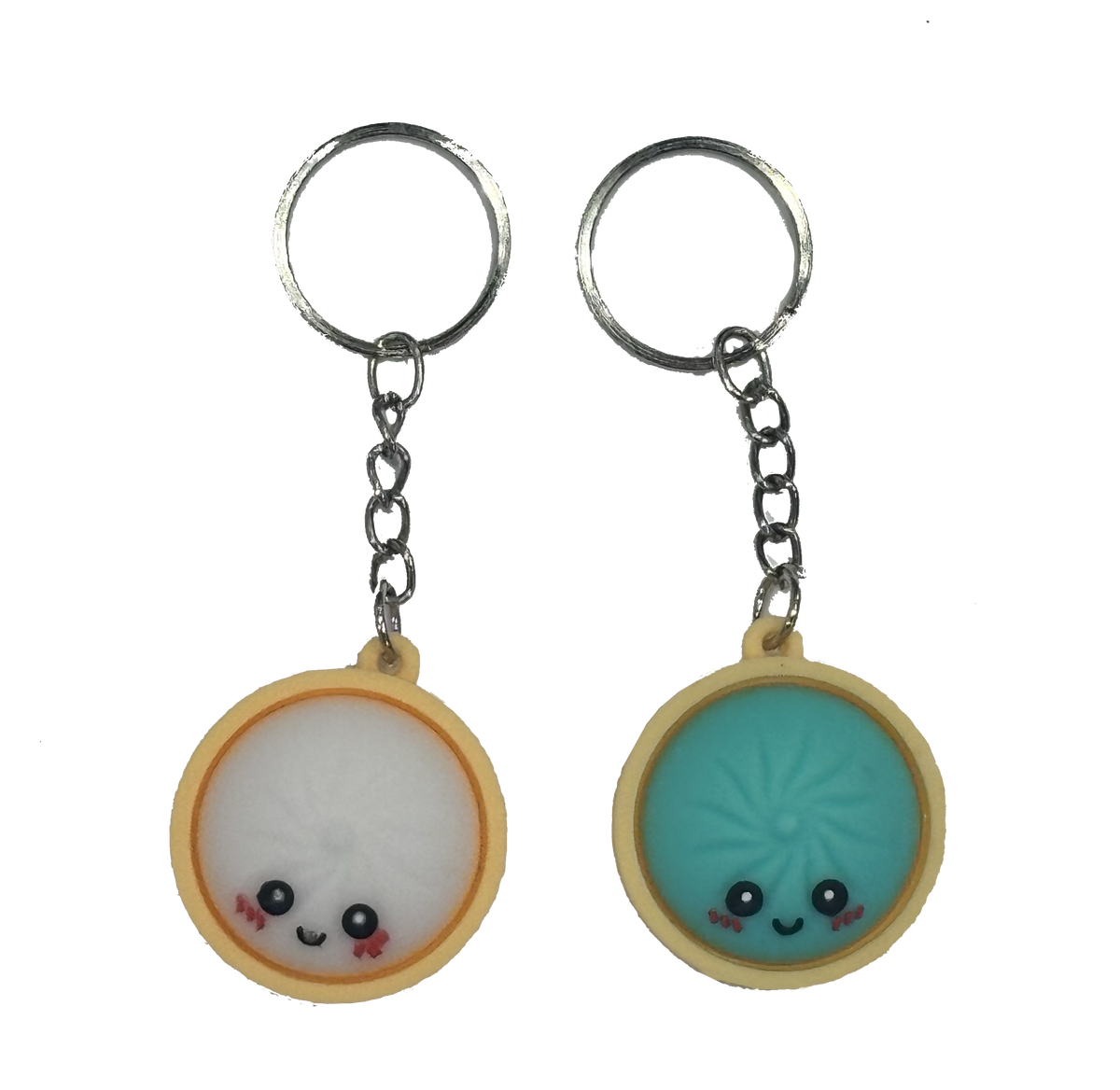 Dumpling keychains white and teal options