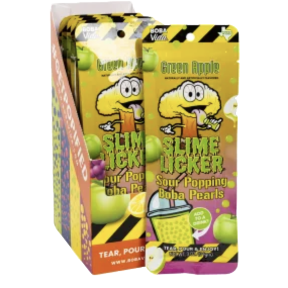 TOXIC WASTE Slime Licker green apple boba candy.