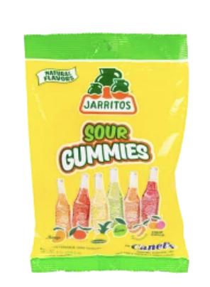 Jarritos sour gummy candy packaging.