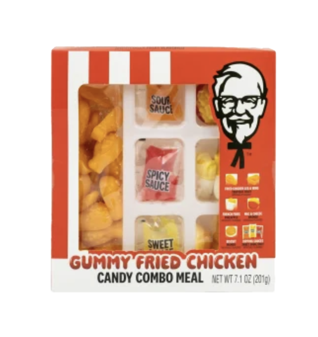 KFC-themed gummy candy combo packaging.