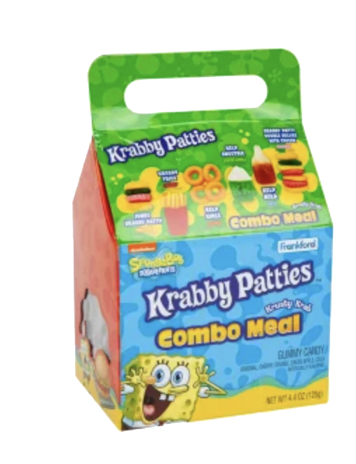 SpongeBob SquarePants Krabby Patty Combo Meal gummy candy packaging.