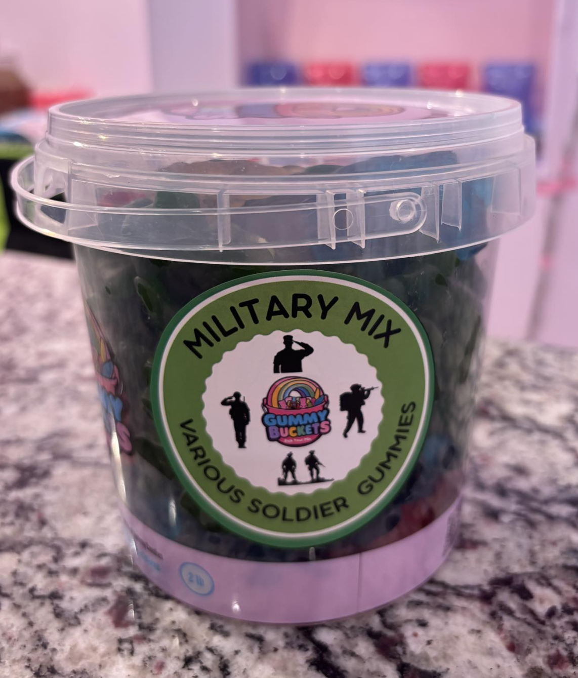 2 Pound Bucket of military themed gummies
