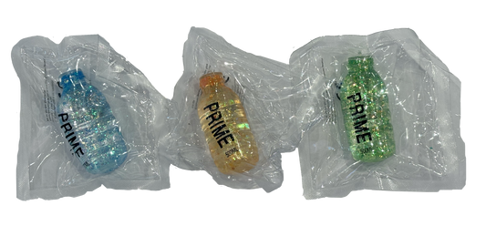 Prime Squishies in the package - blue, orange and green.